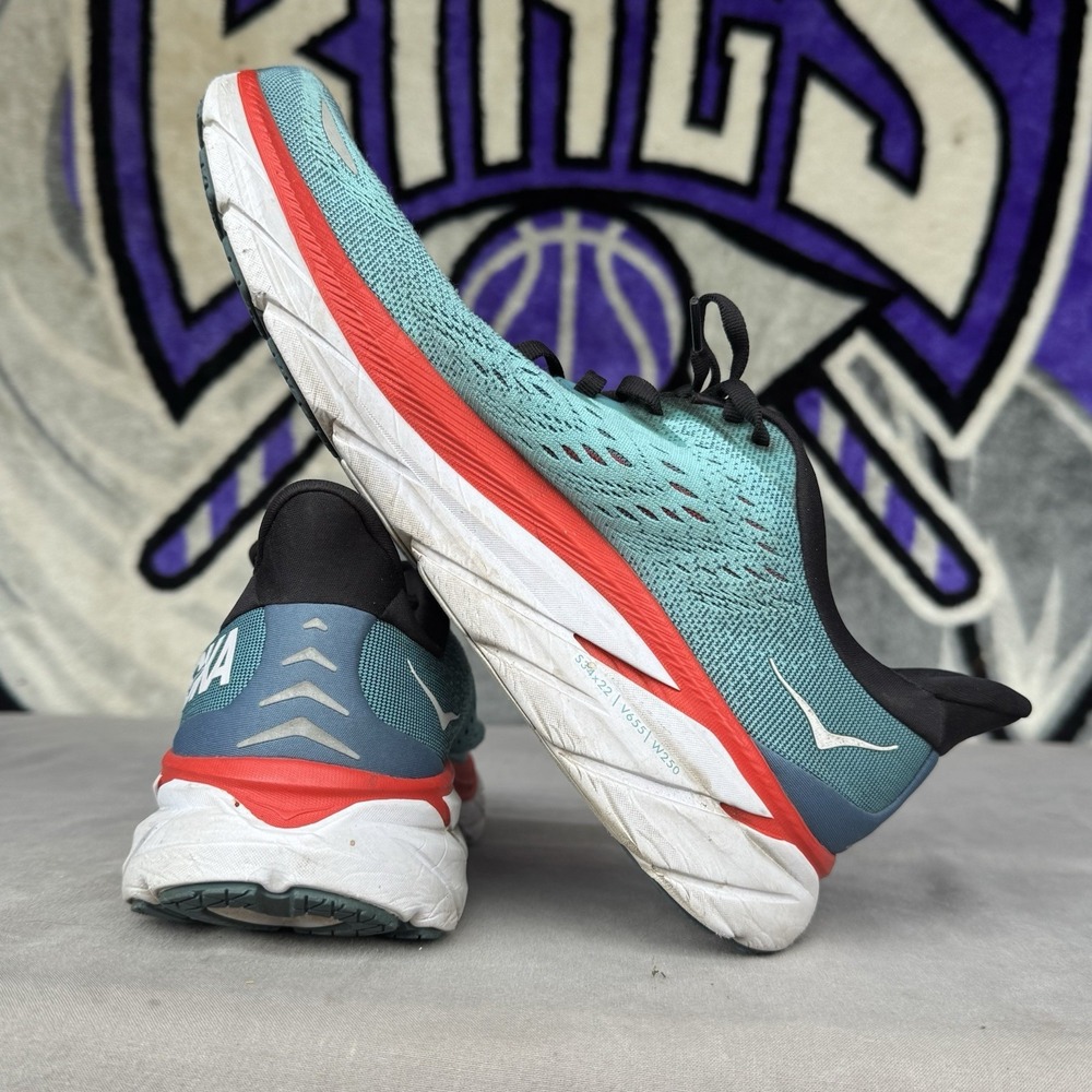 Size 9.5D - Hoka One One Clifton 8 1119393 RTAR Real Teal Aquarelle Shoes Men's - Picture 9 of 10